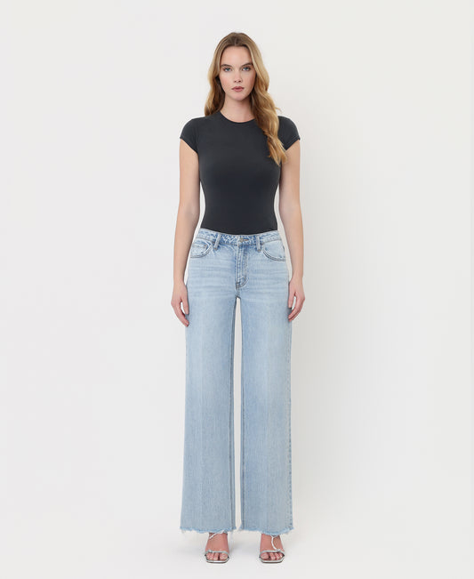 Front product images of Comet - High Rise Trouser Fold Creased Wide Leg Jeans