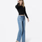 Right 45 degrees product image of Gain - High Rise Raw Hem Trouser Fold Creased Slim Wide Leg Jeans