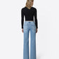 Back product images of Gain - High Rise Raw Hem Trouser Fold Creased Slim Wide Leg Jeans