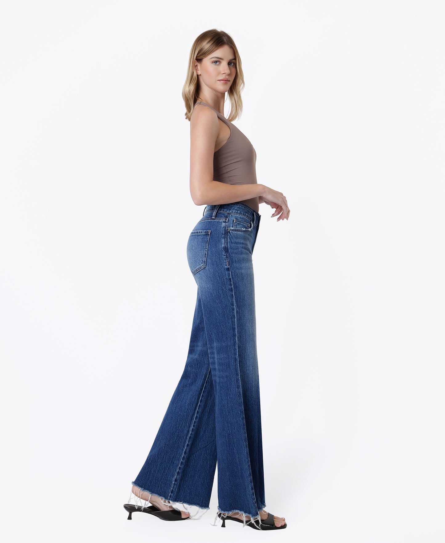 Right side product images of Promising - High Rise Raw Hem Vintage Flare Jeans