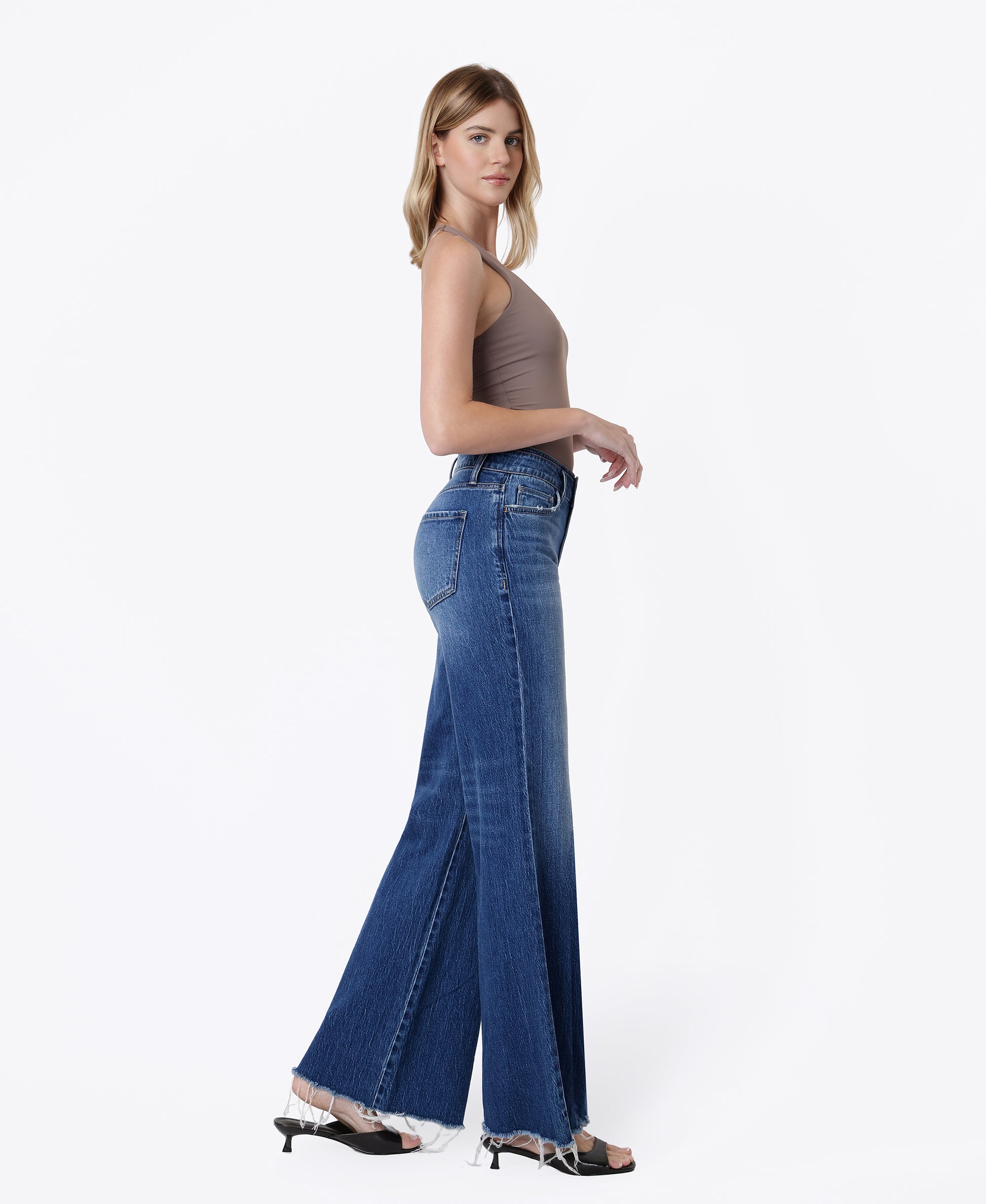 Right side product images of Promising - High Rise Raw Hem Vintage Flare Jeans