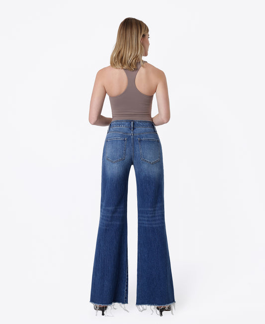 Back product images of Promising - High Rise Raw Hem Vintage Flare Jeans