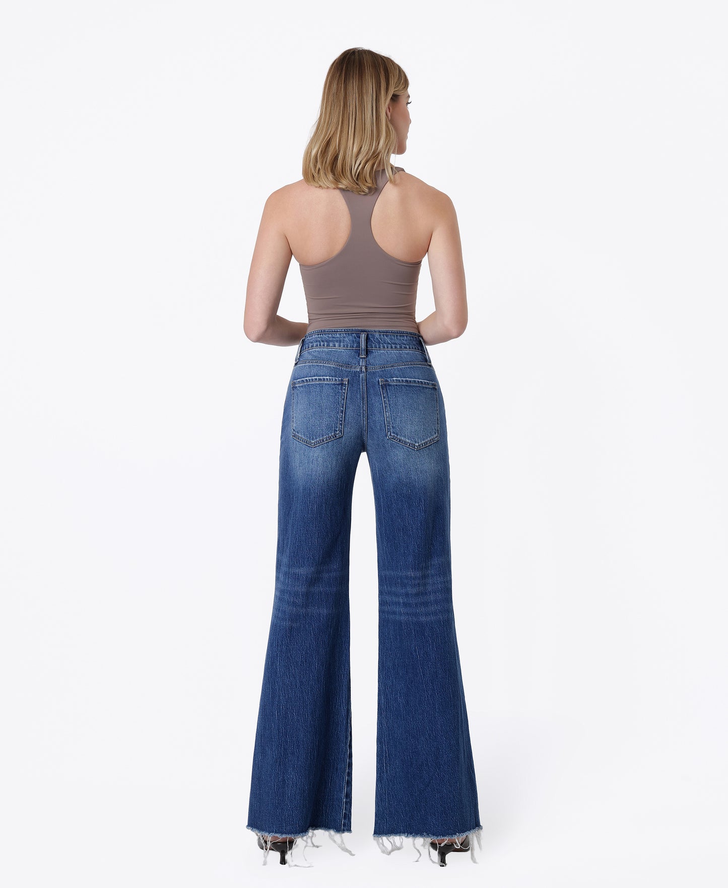 Back product images of Promising - High Rise Raw Hem Vintage Flare Jeans