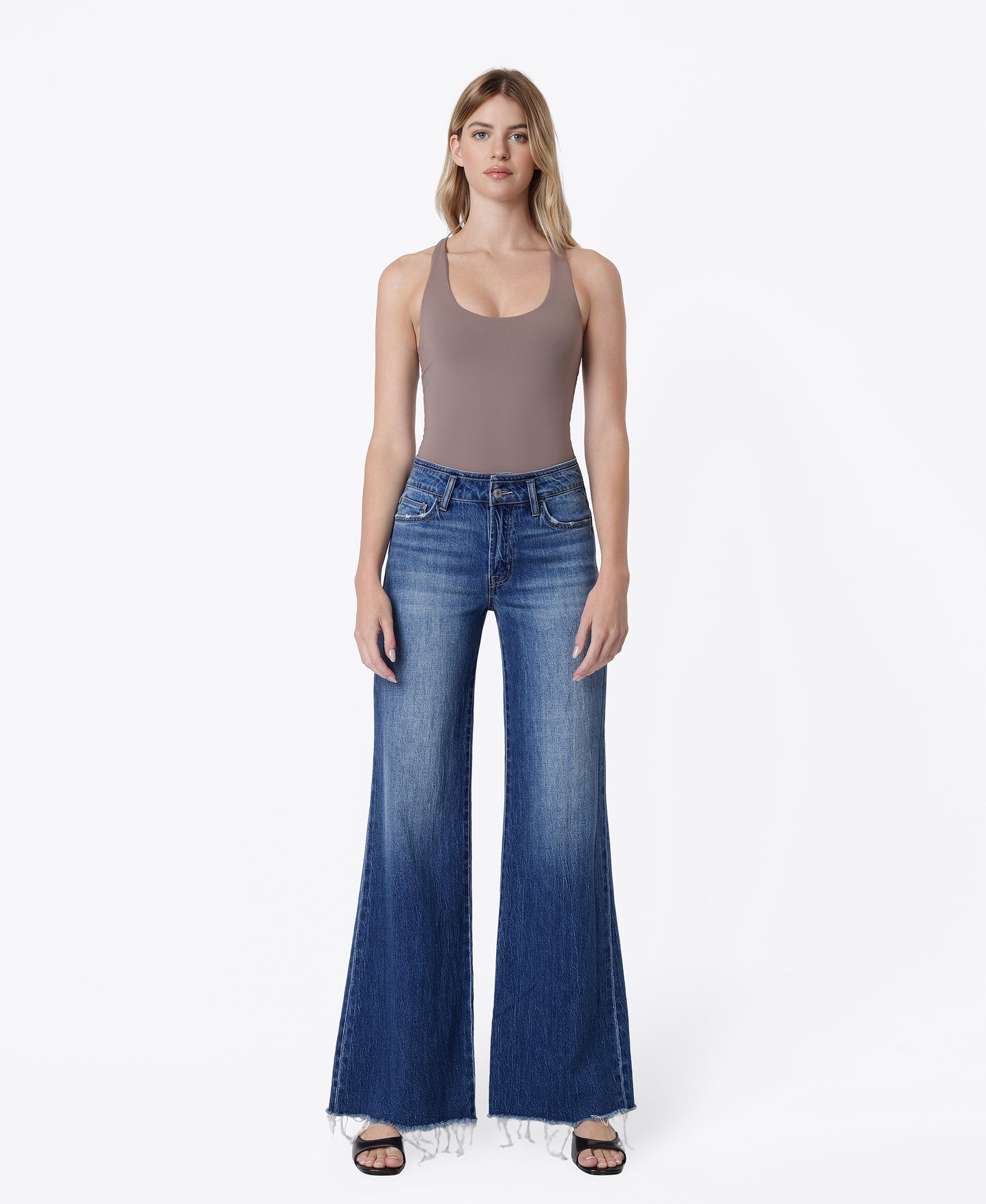Front product images of Promising - High Rise Raw Hem Vintage Flare Jeans