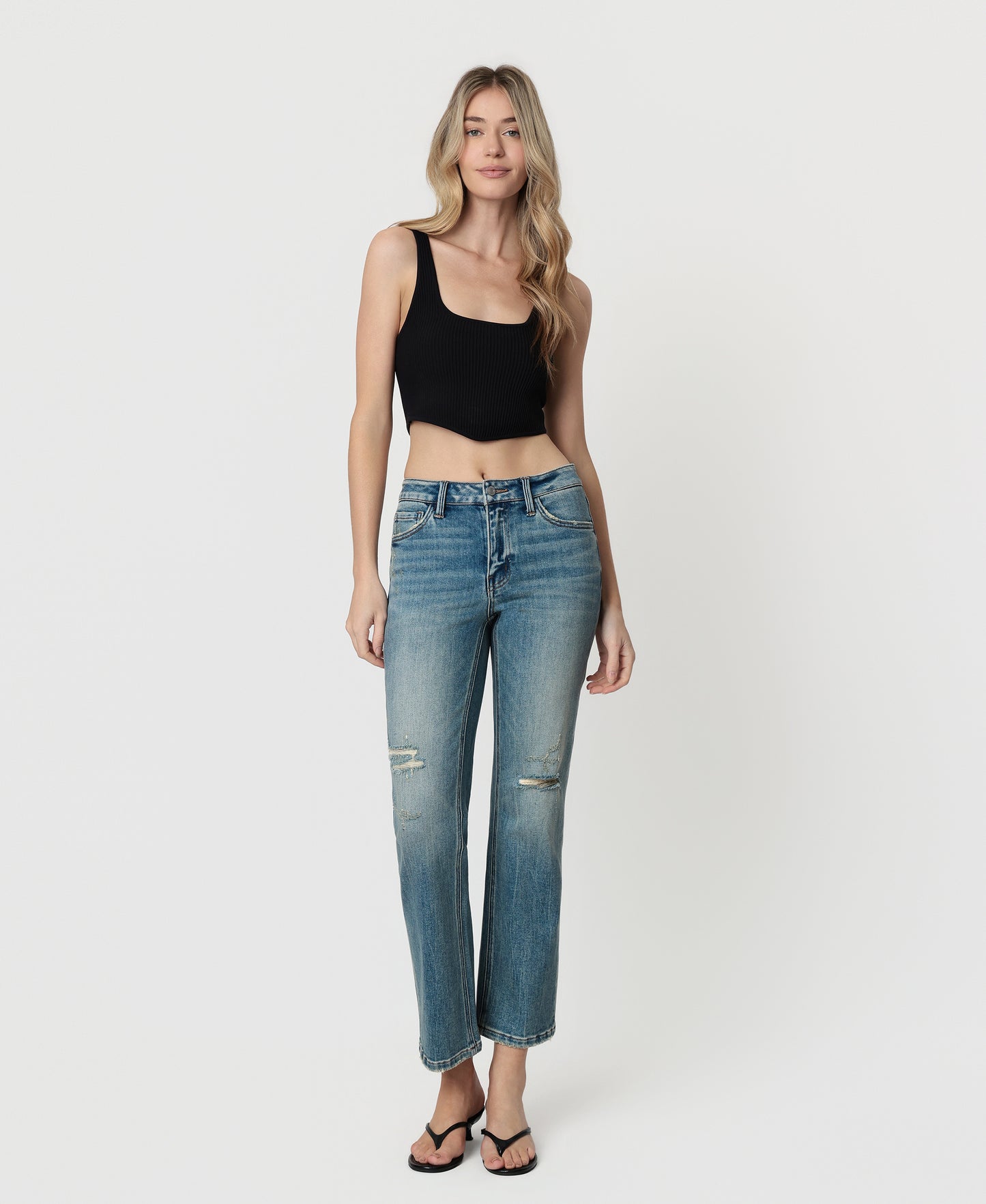 Front product images of Apollo - Mid Rise Tinted Ankle Straight Jeans