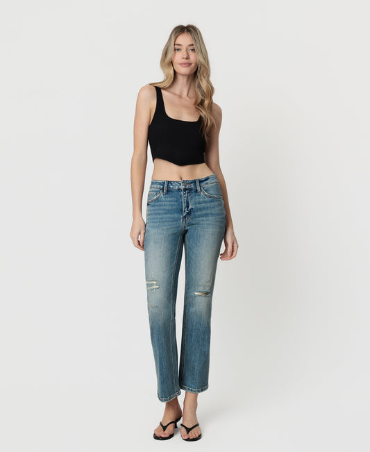 Front product images of Apollo - Mid Rise Tinted Ankle Straight Jeans