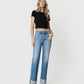 Front product images of Enhanced - High Rise Cuffed Clean Cut Raw Hem Slim Wide Leg Jeans