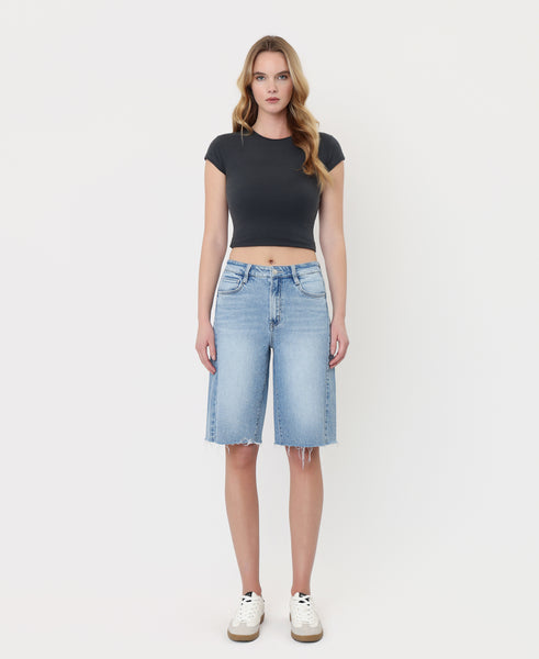 VERVET Conciliate Super High Rise Side Seam Denim Jorts