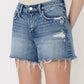 detail image of Beaming - Mid Rise Studded Pocket A Line Denim Shorts