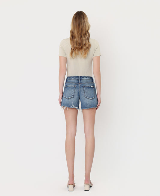 Back product images of Beaming - Mid Rise Studded Pocket A Line Denim Shorts