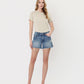 Front product images of Beaming - Mid Rise Studded Pocket A Line Denim Shorts