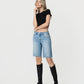 Left 45 degrees product image of Jubiliant - Mid Rise Distressed Raw Hem Denim Jorts