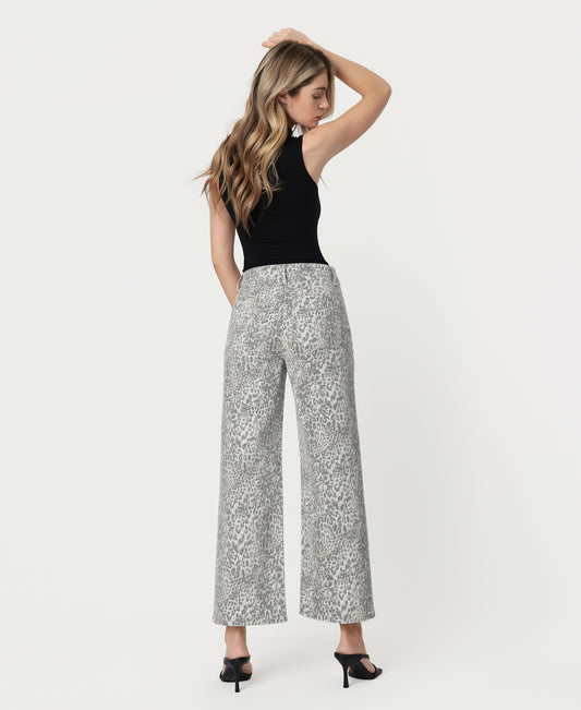 Back product images of Leopard - High Rise Patch Pocket Baggy Wide Leg Jeans