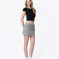 Right 45 degrees product image of Grey Leopard - High Rise Leopard Print Denim Skorts
