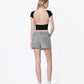 Back product images of Grey Leopard - High Rise Leopard Print Denim Skorts