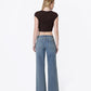 Back product images of Ojai - Mid Rise Waist Tie Paneled Seam Tinted Wide Leg Jeans