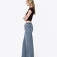 Left side product images of Ojai - Mid Rise Waist Tie Paneled Seam Tinted Wide Leg Jeans