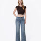 Front product images of Ojai - Mid Rise Waist Tie Paneled Seam Tinted Wide Leg Jeans