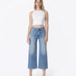 Front product images of On The Blue - Super High Rise Seam Detail Self Strap Crop Wide Leg Jeans