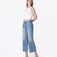 Left 45 degrees product image of On The Blue - Super High Rise Seam Detail Self Strap Crop Wide Leg Jeans