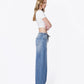 Right side product images of Simplify - High Rise Seam Detail Drawstring Wide Barrel Jeans