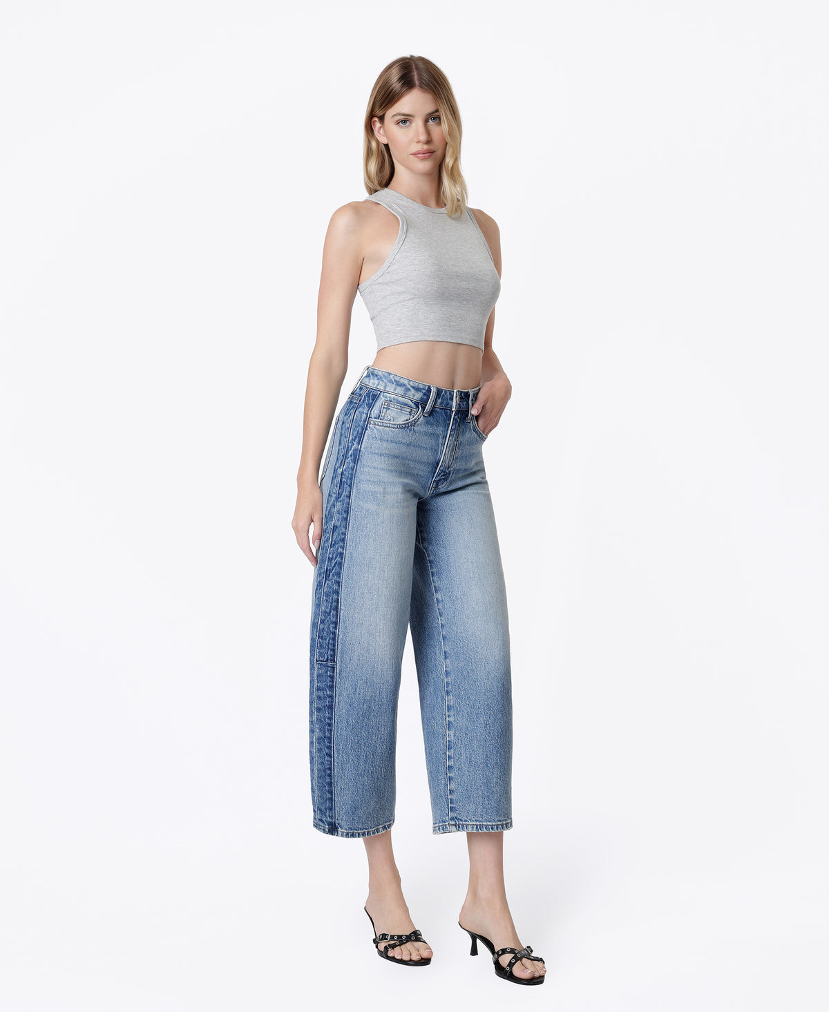 Bold - Super High Rise Two Tone Side Panel Wide Barrel Jeans