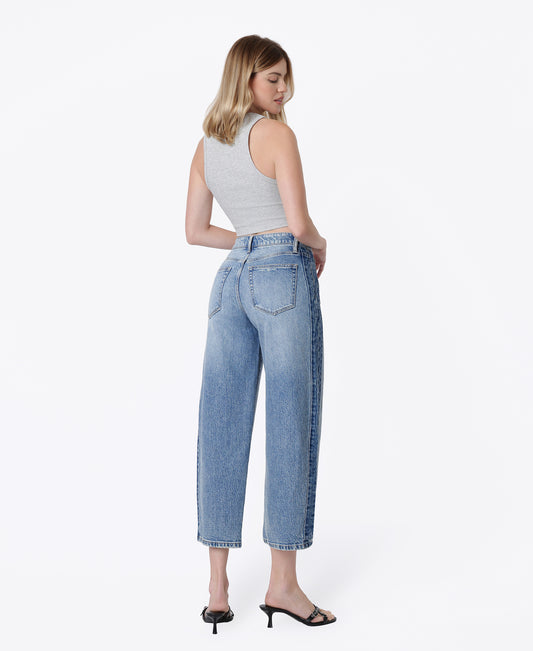 Back product images of Bold - Super High Rise Two Tone Side Panel Wide Barrel Jeans