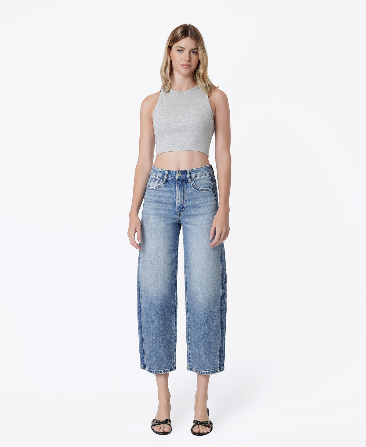Front product images of Bold - Super High Rise Two Tone Side Panel Wide Barrel Jeans