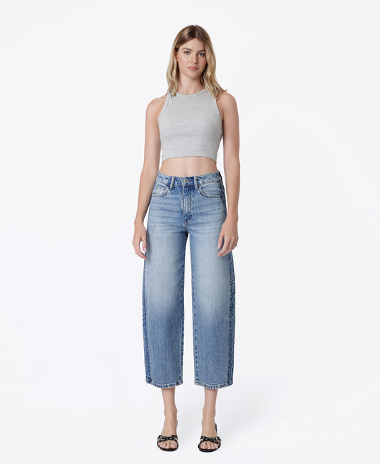 Front product images of Bold - Super High Rise Two Tone Side Panel Wide Barrel Jeans