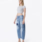 Left 45 degrees product image of Awesomely - High Rise Patchwork Crop Barrel Jeans
