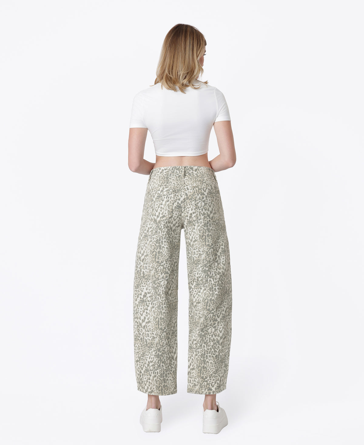 Leopard - High Rise Side Seamed Leopard Print Barrel Jeans