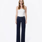 Front product images of Stripe - Mid Rise Slant Pocket Trouser Hem Wide Leg Jeans