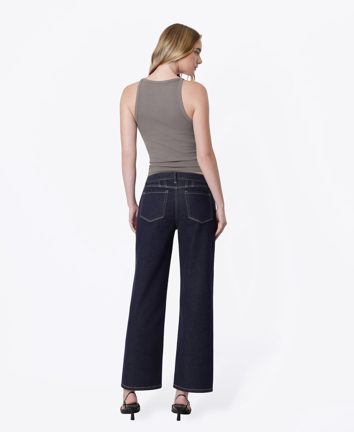 Back product images of Nicer - Mid Rise Back Yoke Detail Slim Wide Leg Jeans