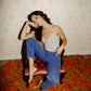 EDITORIAL IMAGE OF Beaucoup Blue - High Rise Darted Barrel Jeans