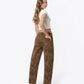 Back product images of Brown Floral - High Rise Floral Print Barrel Jeans