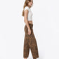 Right side product images of Brown Floral - High Rise Floral Print Barrel Jeans
