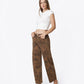 Left 45 degrees product image of Brown Floral - High Rise Floral Print Barrel Jeans