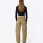 Back product images of Taupe Brown - Low Rise Side Buttons Double Pockets Barrel Jeans