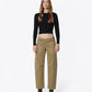 Front product images of Taupe Brown - Low Rise Side Buttons Double Pockets Barrel Jeans