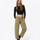 Right 45 degrees product image of Taupe Brown - Low Rise Side Buttons Double Pockets Barrel Jeans