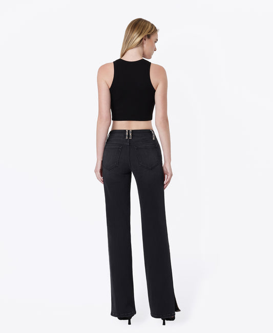 Back product images of Leopard - High Rise Side Leopard Strip W/ Slit Vintage Flare Jeans