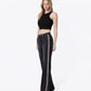 Left 45-degree product image of Leopard - High Rise Side Leopard Strip W/ Slit Vintage Flare Jeans