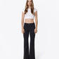 Front product images of Floral Flocking - High Rise Floral Print Easy Flare Jeans