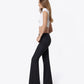 Left side product images of Floral Flocking - High Rise Floral Print Easy Flare Jeans