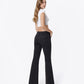 Back product images of Floral Flocking - High Rise Floral Print Easy Flare Jeans