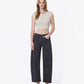 Front product images of Floral Flocking - High Rise Black Floral Flocked Barrel Jeans