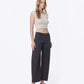 Right 45 degrees product image of Floral Flocking - High Rise Black Floral Flocked Barrel Jeans