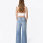 Back product images of Flamenco - High Rise Patchwork Detail Waist Tie Wide Leg Jeans