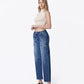 Left 45 degrees product image of Embolden - High Rise Side Button Double Pockets Barrel Jeans