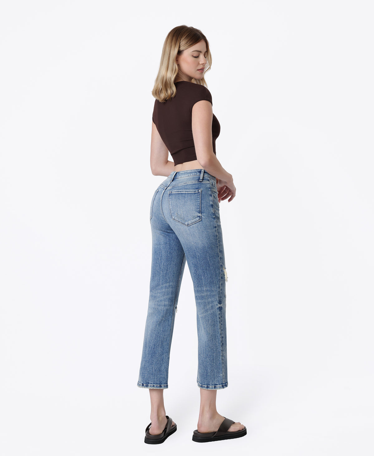 Back product images of Soulful - High Rise Distressed Tinted Crop Straight Jeans